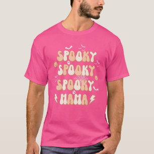 Spooky Mama Pumpkin Skull Skeleton Retro Style Hal T-Shirt