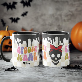 Spooky MAMA Skull mit rotem Bandana personalisiert Tasse