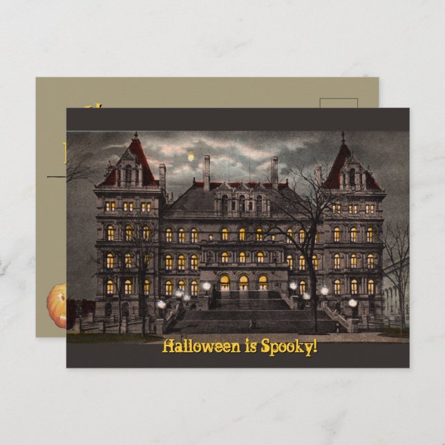 Spooky Mansion Halloween Postcard Postkarte (Vorne/Hinten)