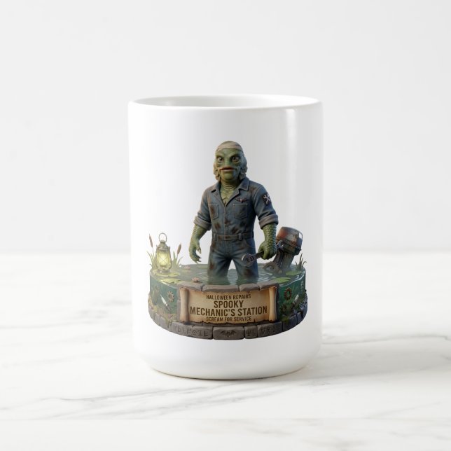 Spooky Mechanic Swamp Creature Funny Halloween Mug Kaffeetasse (Mittel)