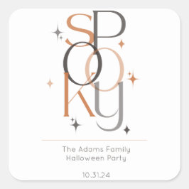 Spooky Minimal Retro Modernes ästhetisches Hallowe Quadratischer Aufkleber