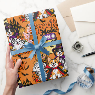 Spooky Mode AN Gruselige Hunde Halloween Groß Geschenkpapier