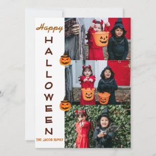 Spooky Moderne Halloween Familie Drei FotoCollage Feiertagskarte