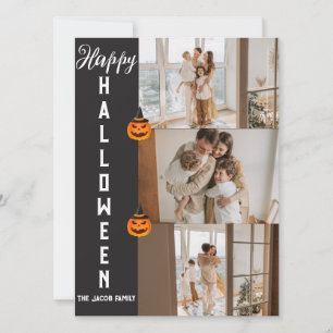 Spooky Moderne Halloween Familie Drei FotoCollage Feiertagskarte