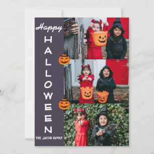 Spooky Moderne Halloween Familie Drei FotoCollage Feiertagskarte