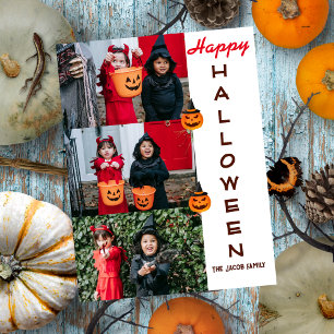 Spooky Moderne Halloween Familie Drei FotoCollage Feiertagspostkarte