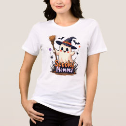 Spooky Mommy Halloween Ghost mit Hexenhut Tri-Blend Shirt