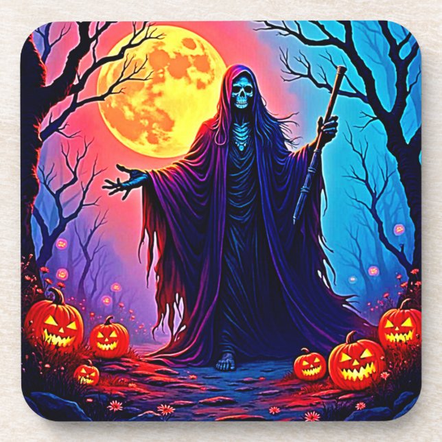 Spooky Moon Death's Call Design Getränkeuntersetzer (Vorderseite)