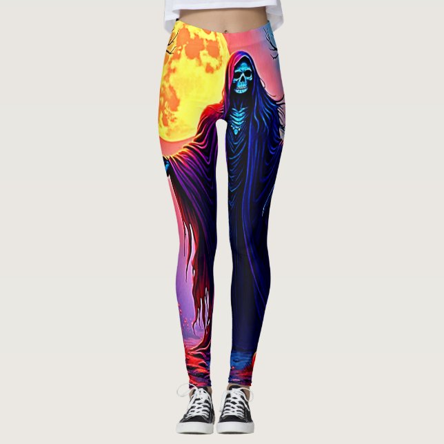 Spooky Moon Death's Call Design Leggings (Vorderseite)