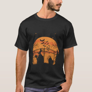 Spooky Moon Friedhof Gates Gravestones Beängstigen T-Shirt