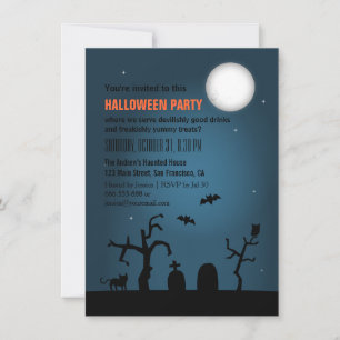 Spooky Moon Silhouette Halloween-Party Einladung