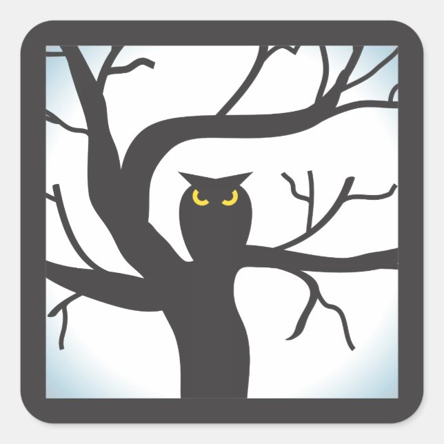Spooky Moon und Owl Halloween Sticker (Vorderseite)