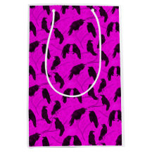 Spooky Moonlit Crows Share Eyeball Snack Goth Pink