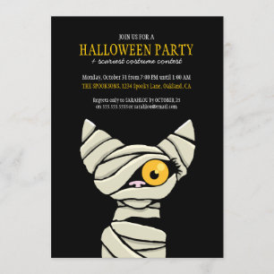 Spooky Mummy Cat Halloween-Party Einladungen