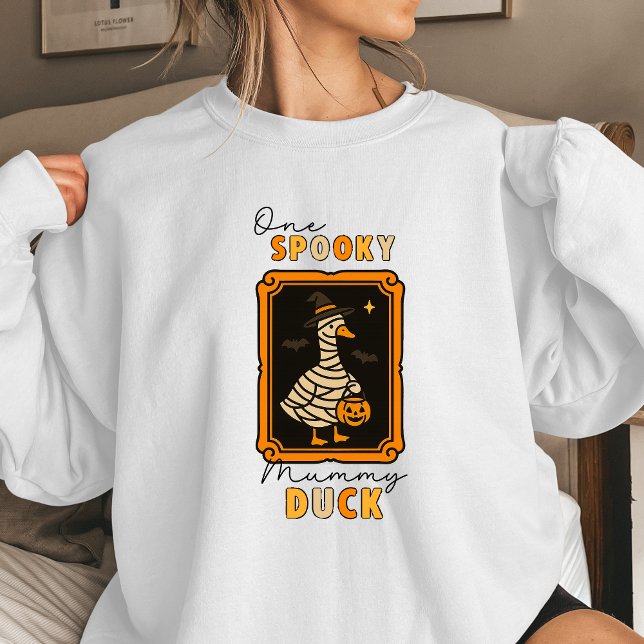 Spooky Mummy Duck Women’s Halloween Sweatshirt | F (Halloween duck shirt)