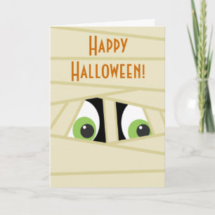Spooky Mummy Head Halloween Grußkarte Karte