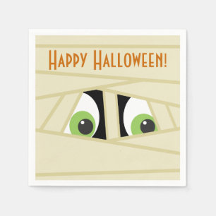 Spooky Mummy Head Halloween Paper Napkins Serviette