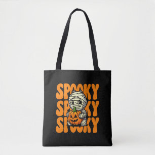 Spooky Mummy Hugging Pumpkin Halloween