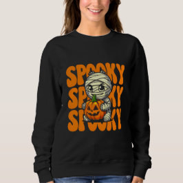 Spooky Mummy Hugging Pumpkin Halloween Sweatshirt