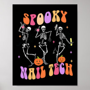 Spooky Nail Tech Fun Skeleton Nail Tech Halloween Poster