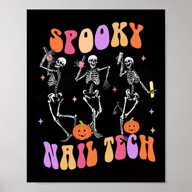 Spooky Nail Tech Fun Skeleton Nail Tech Halloween Poster (Vorne)