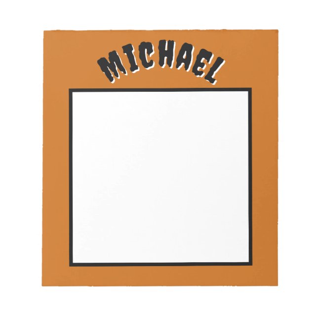 Spooky Name Notepad (dunkelorange und schwarz) Notizblock (Vorderseite)