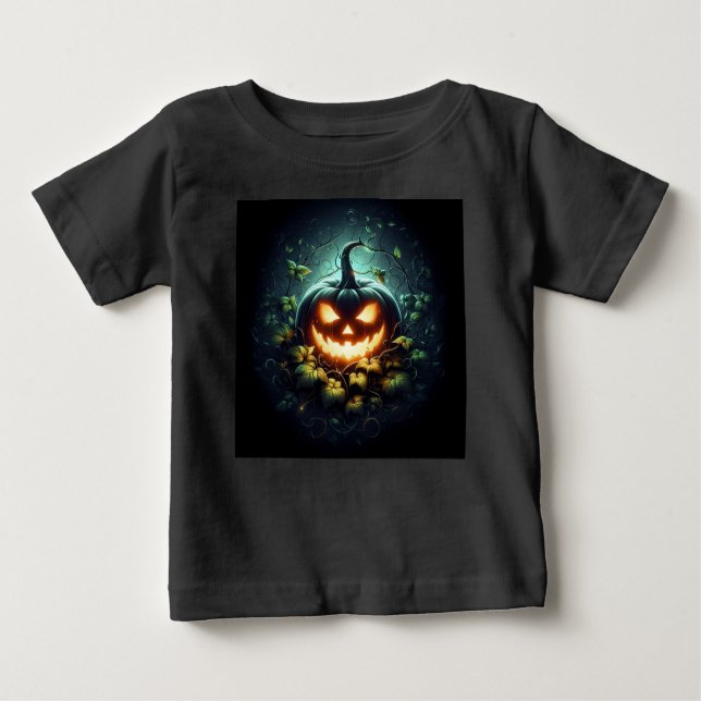Spooky Natur glühend Halloween Kürbis Baby T-shirt (Vorderseite)