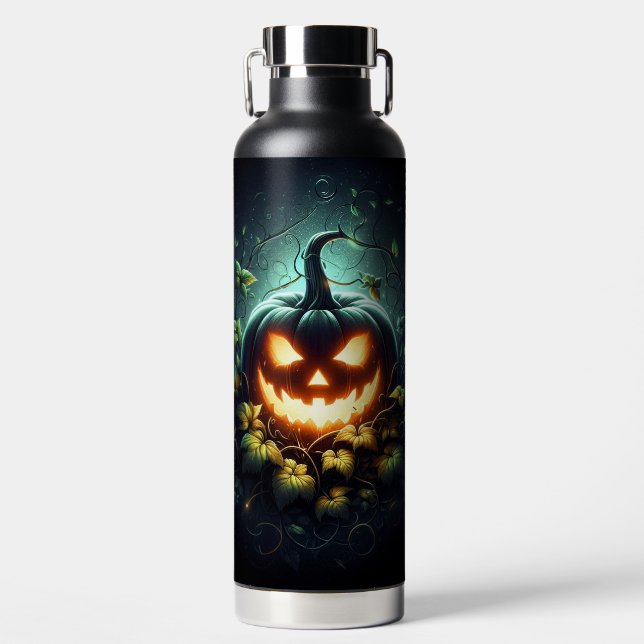 Spooky Natur glühend Halloween Kürbis Trinkflasche (Vorderseite)