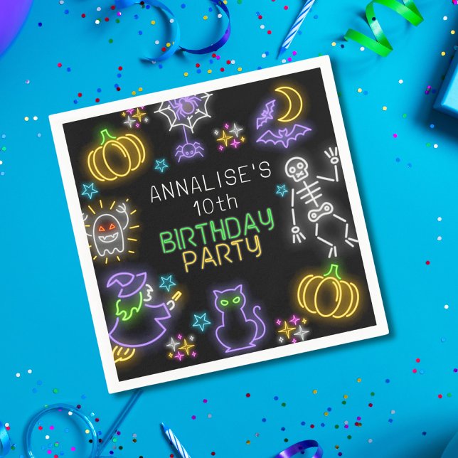 Spooky Neon Any Age Halloween Birthday Serviette (Von Creator hochgeladen)