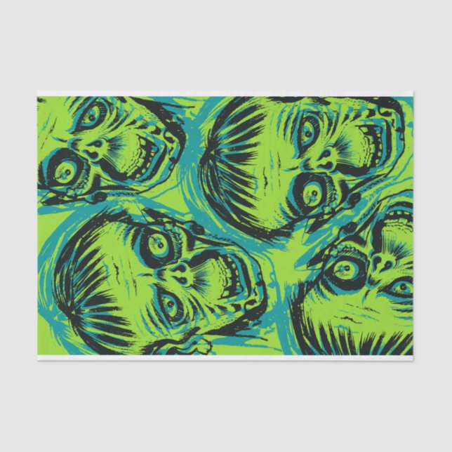 Spooky Neon Green Zombie Halloween Seidenpapier (Vorderseite)