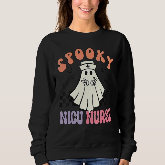 Spooky NICU Nurse Halloween Ghost Retro RN Neonata Sweatshirt (Vorderseite)