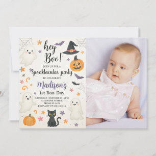 Spooky Niedlich 1. Geburtstag Einladung Hey Boo