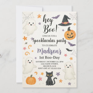 Spooky Niedlich 1. Geburtstag Einladung Hey Boo