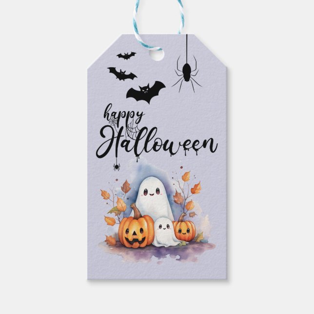 Spooky Niedlich anpassbare Halloween-Geschenkmarke Geschenkanhänger (Vorderseite)