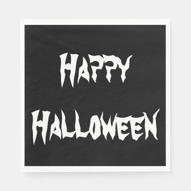 Spooky Niedlich Black Happy Halloween Papier Napki Serviette (Vorderseite)