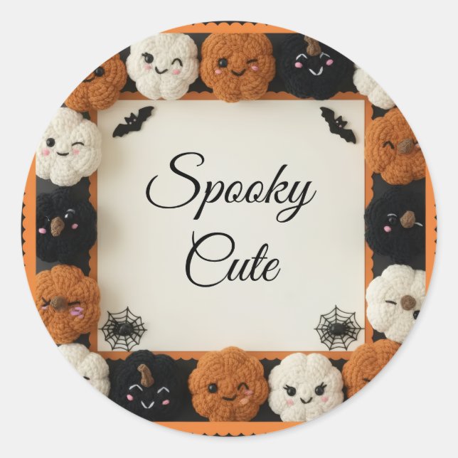 Spooky Niedlich Crochet Pumpkin Halloween Stickers (Vorderseite)