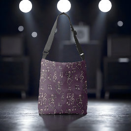 Spooky Niedlich Dancing Skeleton Musiknoten Hallow Tragetaschen Mit Langen Trägern