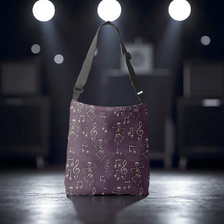 Spooky Niedlich Dancing Skeleton Musiknoten Hallow Tragetaschen Mit Langen Trägern