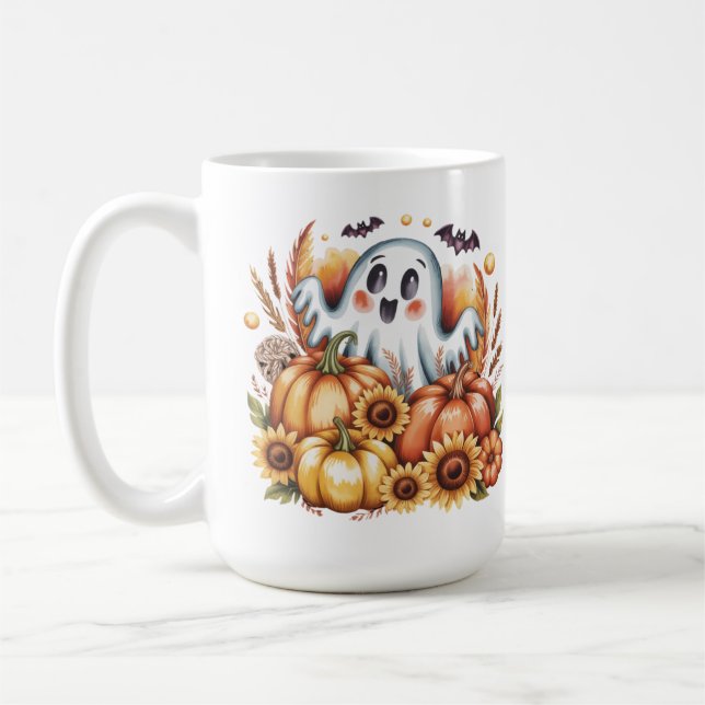 Spooky Niedlich Ghoful Harvest Halloween Herbst Kaffeetasse (Links)