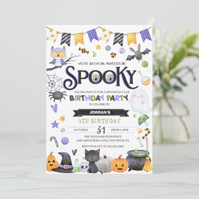 Spooky Niedlich Ghost Halloween Geburtstagsparty Einladung (Stehend Vorderseite)