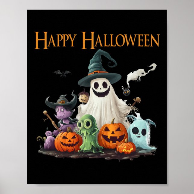 Spooky Niedlich Ghost Halloween Kostüm Happy Hallo Poster (Vorne)
