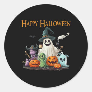 Spooky Niedlich Ghost Halloween Kostüm Happy Hallo Runder Aufkleber