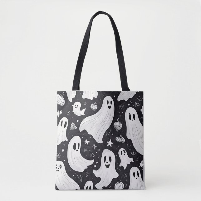 Spooky Niedlich Ghost Halloween Schwarz-weiß (Vorderseite)
