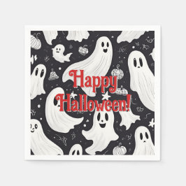 Spooky Niedlich Ghost Halloween Schwarz-weiß Serviette