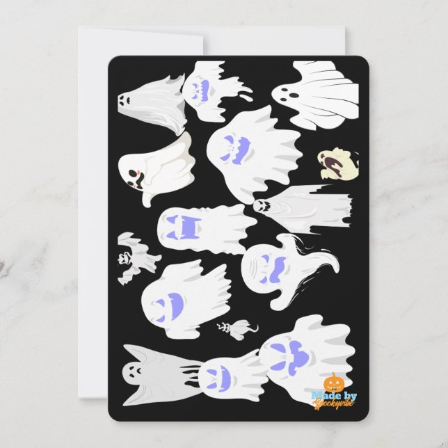 Spooky Niedlich Ghost Illustration Muster - Hallow Einladung (Vorderseite)