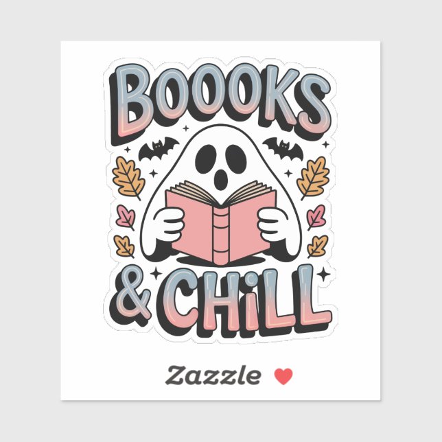 Spooky Niedlich Ghost Reading Book Aufkleber (Blatt)