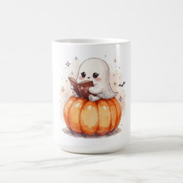 Spooky Niedlich Ghost Reading - Cosy Halloween Pum Kaffeetasse
