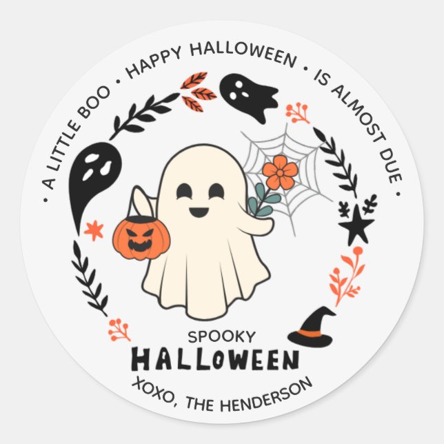 Spooky Niedlich Ghost Round Sticker - Halloween (Vorderseite)