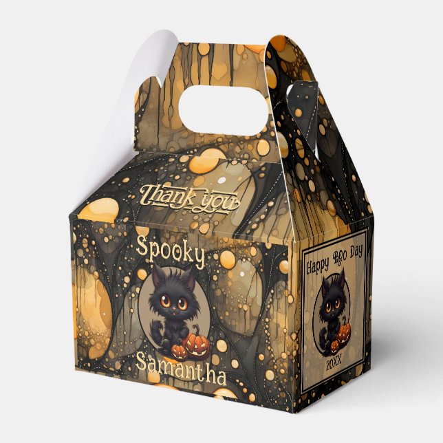 Spooky Niedlich Halloween Cat Personalisiert Geschenkschachtel (Vorderseite)
