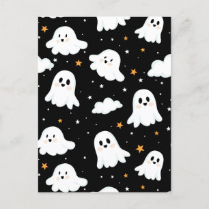 Spooky Niedlich Halloween Ghost Cloudy Star Sky Ankündigungspostkarte